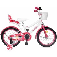 Rowerek dziecięcy 16" ENERO QUEEN Koszyk Rower dla dziewczynki biały, róż