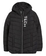 C&A pikowana kurtka zimowa 2000 mm czarna z kapturem 134
