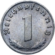 III Rzesza 1 Reichspfennig 1942 D - Cynk Stan UNC
