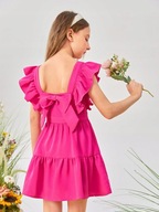 Shein NI3 lfh różowa mini sukienka falbany kokarda 122/128
