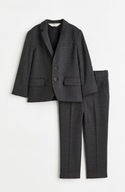 H&M ciemnoszary garnitur w jodełkę 140