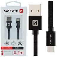 SWISSTEN Kabel do ładowania USB / USB-C 3A 20cm