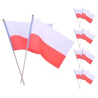 FLAGIETKI CHORĄGIEWKI POLSKA 30x20cm, na patyku 40cm,10sztuk, FLAGA POLSKI