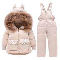 2 szt. Zimowa ciepła bawełniana kurtka dla dzieci i chłopców + spodnie 8811