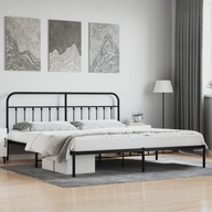 Kovový rám postele s čelom čierny 200x200 cm