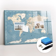 Magnetyczna tablica do biura na ścianę Mapa świata vintage 60x40 cm