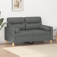 2-osobowa sofa z poduszkami, ciemnoszara, 120 cm, tkanina