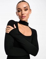 Asos Design asg SUKIENKA MINI DŁUGI CZARNA CHOKER RĘKAW WYCIĘCIE XXL NH2