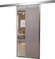 Drzwi Przesuwne Szklane System Srebrny 85 cm Szyba