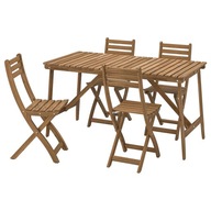IKEA ASKHOLMEN Stôl+4 záhradné skladacie stoličky tmavohnedá, 143x75 cm