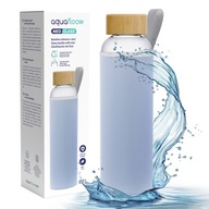 Sklenená fľaša na vodu 0,7l Fľaša AquaFloow + neoprénové puzdro 700ml fialová