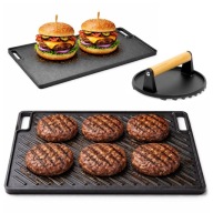 ÖNTÖTTVAS FŐZŐLAP KÉTOLDALAS GRILLRÁCS + HAMBURGERPRÉS XL GRILL SZETT