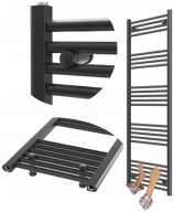 FÜRDŐSZOBAI RADIÁTOR FEKETE LÉTRA 60x160 cm RADIÁTOR SZERELÉS 180° BRENO