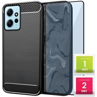 PUZDRO PRE XIAOMI REDMI NOTE 12 | PANCIEROVÉ KARBÓNOVÉ CASE ČIERNE +TVRDENÉ SKLO