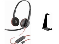 SŁUCHAWKI Plantronics Blackwire 3220 duo, headset (black) + STOJAK