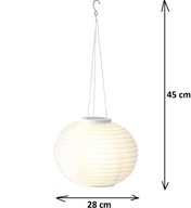 LAMPION wiszący solar 28 cm biała kula wisząca SOLARNA LED lampa ogrodowa