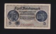 BANKOVKA III RZESZA Okupačné územia - 5 Reichsmark, séria J