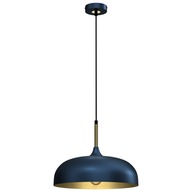 Lampa Sufitowa LINCOLN Niebieski Złoty Metalowy Klosz 1xE27 35x90cm Wisząca