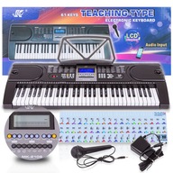 Keyboard Organy Pianino MK-2106 Naklejki z NUTAMI na klawisze + Mikrofon