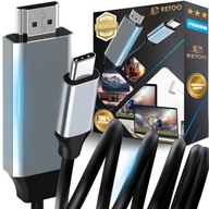 KABEL PRZEJŚCIÓWKA ADAPTER MHL USB C DO HDMI 4K DO TELEFONU MACBOOKA 200CM