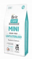 Brit Care Mini Grain-Free Light & Sterilised / ľahký zajačik s lososom 7kg