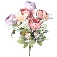 Kytica 8 kvetov umelý mix ruža a ľalia tmavo ružová
