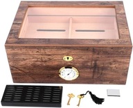 Humidor Drewniany Pudełko do Przechowywania Cygar z Higrometrem 34x24x15cm