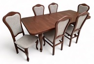 Jedálenský stôl Ludwik Orech + 6 stoličiek Zaowal 90x160/200 do obývacej izby kuchyne kancelárie