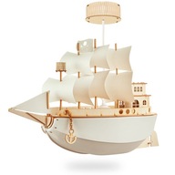 Deku LAMP stropná loď Pirátska plachetnica Závesné svietidlo drevená biela
