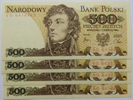 Banknoty 500 zł 1982 seria EG 6418462 + 3 stan 1.