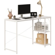 SZÁMÍTÓGÉP ASZTAL LOFT ASZTAL FEHÉR MODERN POLCOKKAL IPARI ASZTAL