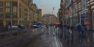 Amsterdam v daždivý deň, 40x80 olejomaľba J. Podlodowski
