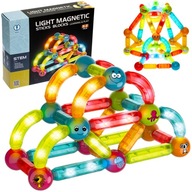 Magnetické kocky Svietiace stavebné tyčinky Vzdelávacie puzzle XL