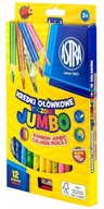 Ceruzkové pastelky Jumbo Trojuholníkové Dúhové + Temperovka 12 farieb 3+ Astra