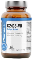PharmoVit K2 D3 VIT vitamín K2 a D3 4000 IU 60 mäkkých kapsúl