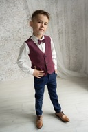 Świąteczny komplet dla chłopca elegancki kamizelka spodnie 134