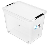 Pojemnik Plastikowy Przeźroczysty z Pokrywą 80L Pudełko Pudło Organizer