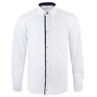 Chlapčenská elegantná košeľa s dlhým rukávom biela s tmavomodrou košeľou 98