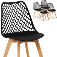 Škandinávska stolička s drevenými nohami do domu reštaurácie 4 ks ČIERNA