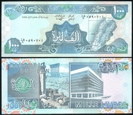 $ Liban 1000 LIVRES P-69a UNC 1988