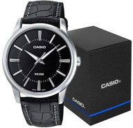 Pánske hodinky CASIO STRIEBORNÁ KOŽENÁ ORGINÁL DARČEK + BOX