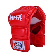Boxerské tréningové rukavice MMA úderové bojové polovičné prsty červené
