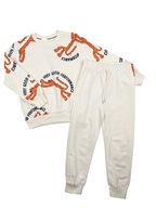 Kremowy komplet dresowy dla chłopca dziecięcy dresy bluza spodnie r.98