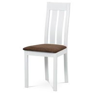 Jedálenská stolička, masív buk, farba biela, látkový hnedý poťah