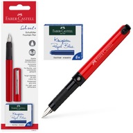 FABER-CASTELL Pióro wieczne szkolne + naboje stalówka School+ CZERWONE