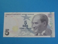 Turcja Banknot 5 Lirasi 2009 / 2021 NEW UNC P-222
