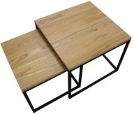 Ława stolik kawowy kwadratowy industrialny drewno DĄB 2 w 1
