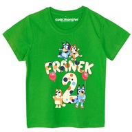 Bluey T-Shirt Detské tričko s menom a číslom Darček k narodeninám