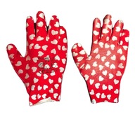 Detské záhradné rukavice červené v srdiečkach 5