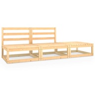 vidaXL 3-dielna záhradná sedacia súprava, masívne borovicové drevo